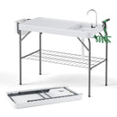 Foldable Fish Cleaning Table 2 in 1 Outdoor Food Preparation Workstation with Sink