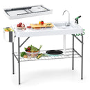 Foldable Fish Cleaning Table 2 in 1 Outdoor Food Preparation Workstation with Sink