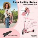 Foldable Kids Scooter Adjustable with Lighted Wheels and Kickstand-Pink