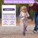 Foldable Kids Scooter Adjustable with Lighted Wheels and Kickstand-Purple