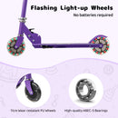Foldable Kids Scooter Adjustable with Lighted Wheels and Kickstand-Purple