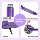 Foldable Kids Scooter Adjustable with Lighted Wheels and Kickstand-Purple