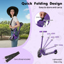 Foldable Kids Scooter Adjustable with Lighted Wheels and Kickstand-Purple