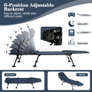 Folding Camping Cot with Detachable Mattress and 6-Position Adjustable Backrest-Navy