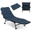 Folding Camping Cot with Detachable Mattress and 6-Position Adjustable Backrest-Navy