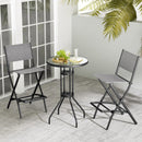 Folding Outdoor Bar Chair Set of 4 with Metal Frame and Footrest-Grey