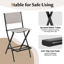 Folding Outdoor Bar Chair Set of 4 with Metal Frame and Footrest-Grey