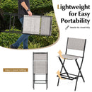 Folding Outdoor Bar Chair Set of 4 with Metal Frame and Footrest-Grey