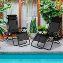 Set of 2 Folding Patio Recliners with Removable Headrest and Cup Holder