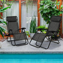 Set of 2 Folding Patio Recliners with Removable Headrest and Cup Holder