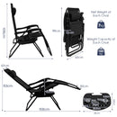 Set of 2 Folding Patio Recliners with Removable Headrest and Cup Holder