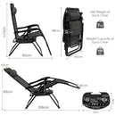 Set of 2 Folding Patio Recliners with Removable Headrest and Cup Holder