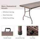 Folding Table Portable Plastic Table with Rattan Design and Umbrella Hole