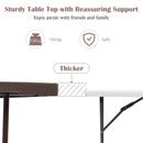 Folding Table Portable Plastic Table with Rattan Design and Umbrella Hole
