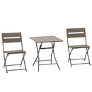 Outsunny 3 PCS Foldable Garden Bistro Set Folding Table And Chairs Set, Grey