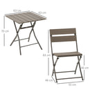 Outsunny 3 PCS Foldable Garden Bistro Set Folding Table And Chairs Set, Grey