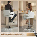 HOMCOM Bar Stools Adjustable Swivel With Armrest Set Of 2 White