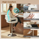 HOMCOM Bar Stools Adjustable Swivel With Armrest Set Of 2 White