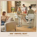 HOMCOM Bar Stools Adjustable Swivel With Armrest Set Of 2 White