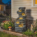 Outsunny Outdoor Fountain, Resin Freestanding Garden Fountain, Grey