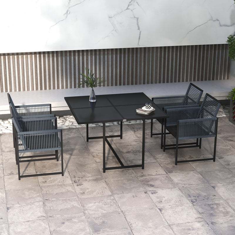 Outsunny 5 Pieces Patio Dining Set with Foldable Back, Light Grey