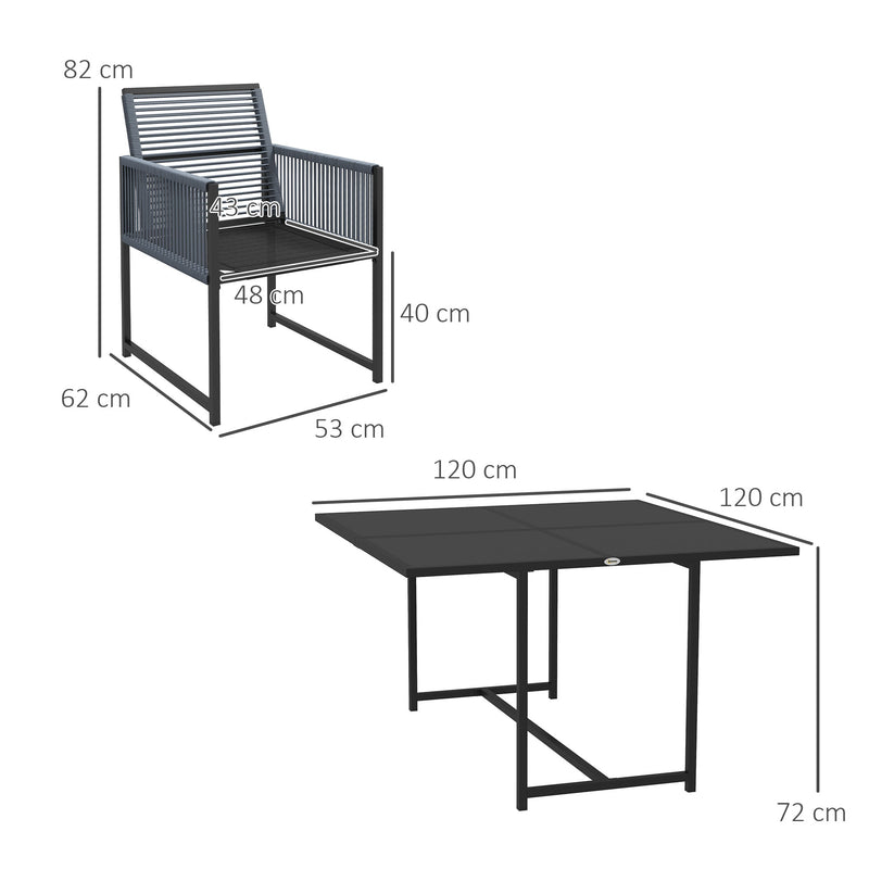 Outsunny 5 Pieces Patio Dining Set with Foldable Back, Light Grey