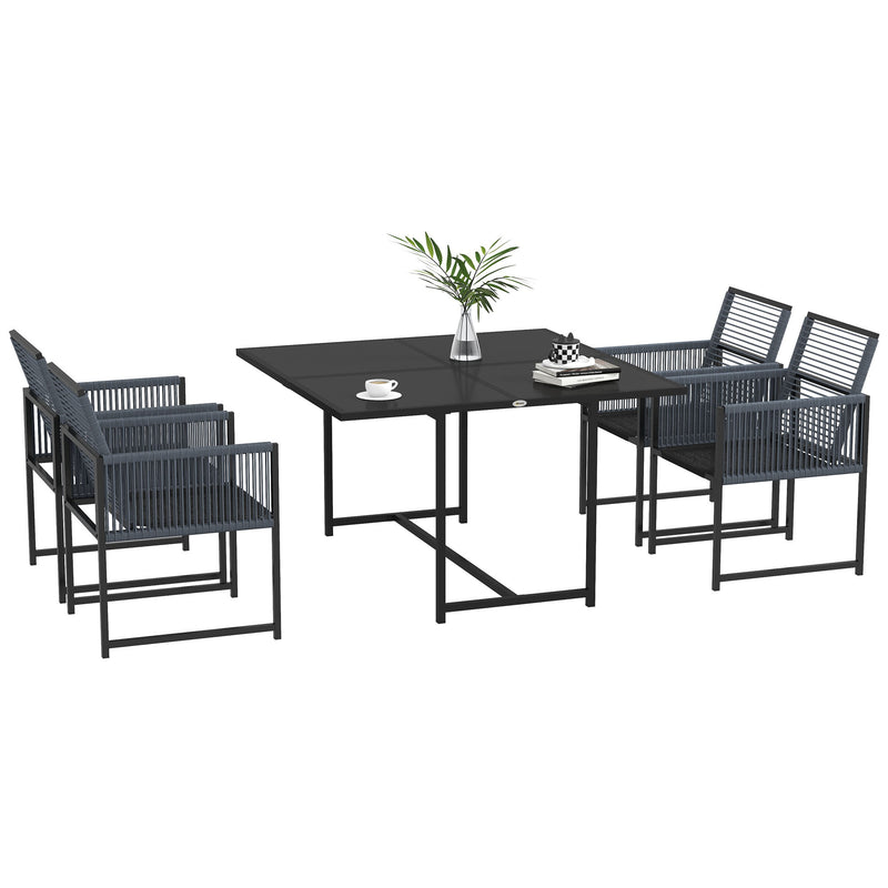 Outsunny 5 Pieces Patio Dining Set with Foldable Back, Light Grey