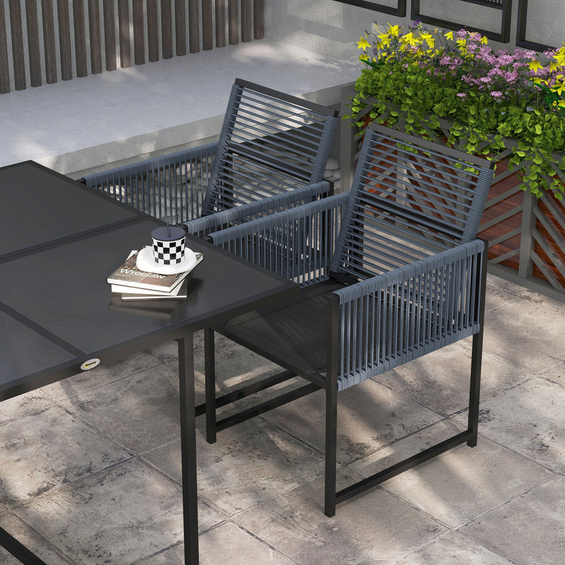 Outsunny 5 Pieces Patio Dining Set with Foldable Back, Light Grey