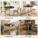 HOMCOM Round Bar Table, Dining Table With Tempered Glass Top And Steel Frame
