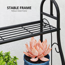 Outsunny 3 Tier Plant Stand w/ Hanging Hooks for Balcony Living Room, Black