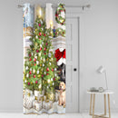 Fusion Christmas Tree Single Panel Eyelet Door Curtain in Multi