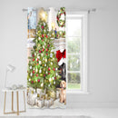 Fusion Christmas Tree Single Panel Eyelet Door Curtain in Multi