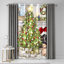 Fusion Christmas Tree Single Panel Eyelet Door Curtain in Multi