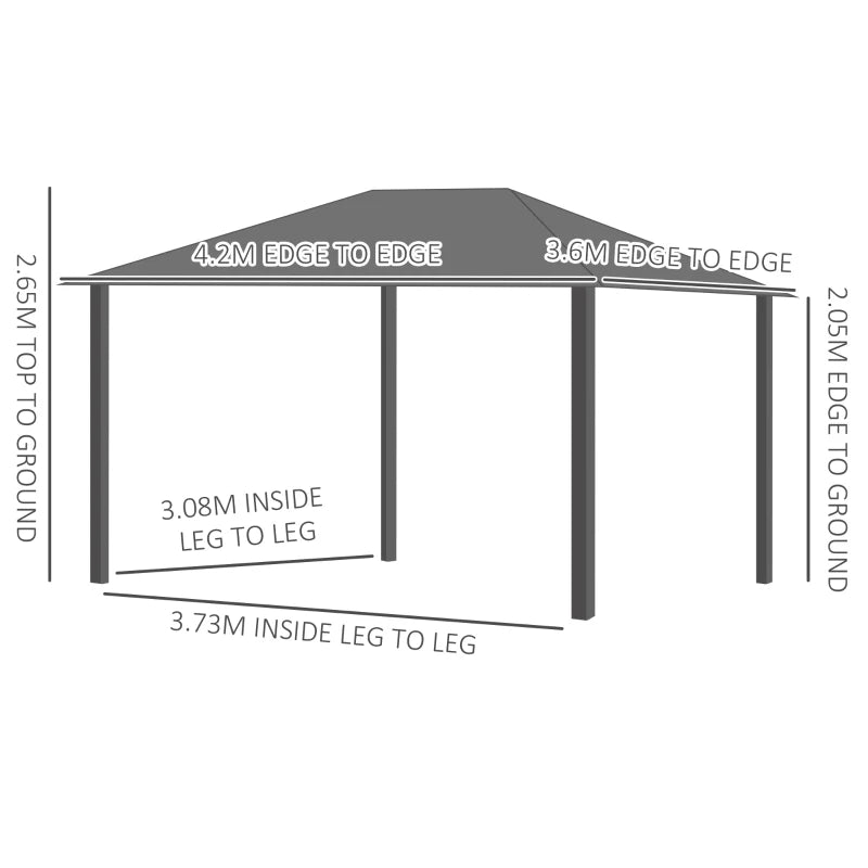 Outsunny Hardtop Gazebo 3.6 x 4m - Black & Dark Grey