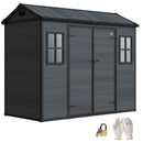 Outsunny 8 X 4 Ft Resin Garden Shed With Floor, Lockable Doors, Dark Grey