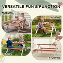 Outsunny Kids Picnic Table, Wooden Table and Bench Set for 3-8 Years, Brown