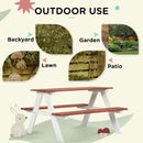 Outsunny Kids Picnic Table, Wooden Table and Bench Set for 3-8 Years, Brown