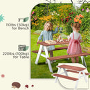 Outsunny Kids Picnic Table, Wooden Table and Bench Set for 3-8 Years, Brown