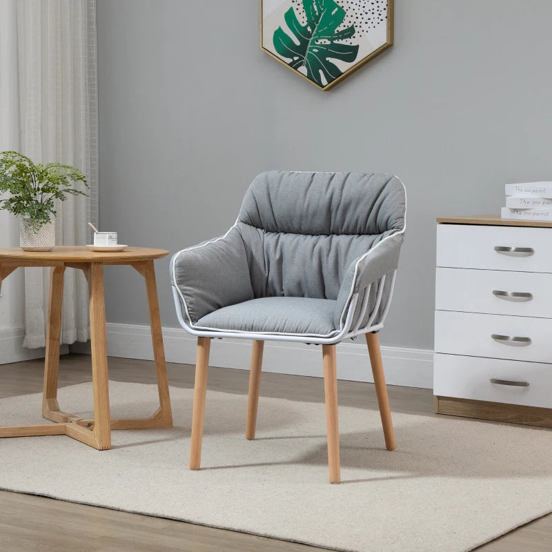 HOMCOM Contrast Piped Accent Chair - Grey