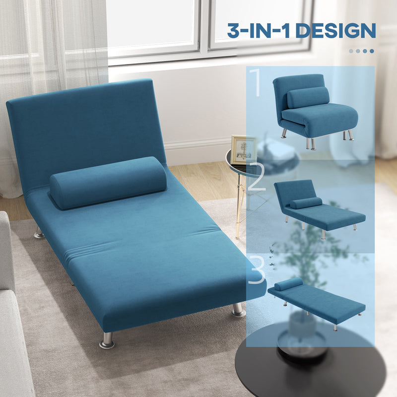 HOMCOM Single Folding 5 Position Convertible Sleeper Chair Sofa Bed