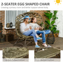 Outsunny 2 Seater Egg Chair Outdoor With Cushion, Cup Pockets