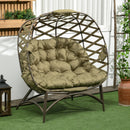 Outsunny 2 Seater Egg Chair Outdoor With Cushion, Cup Pockets