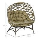 Outsunny 2 Seater Egg Chair Outdoor With Cushion, Cup Pockets