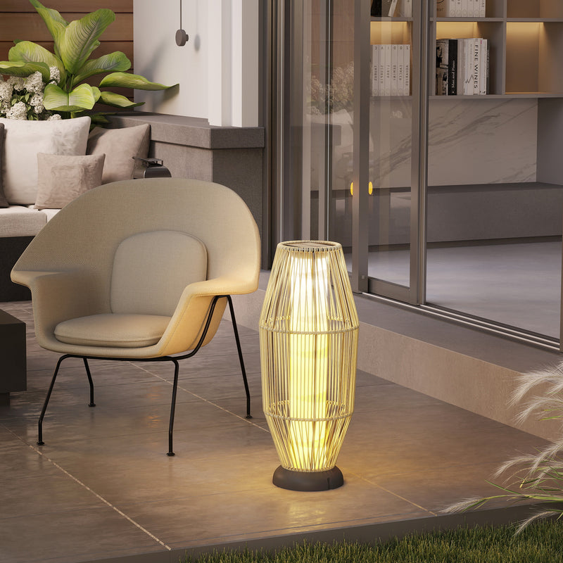 Outsunny 72 cm Rattan Solar Floor Lamp, Auto On/Off LED Garden Light, Grey