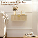 HOMCOM Floating Nightstands Set Of 2 Bedside Tables W/ Wave Drawer Oak
