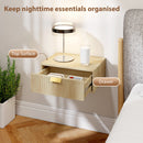 HOMCOM Floating Nightstands Set Of 2 Bedside Tables W/ Wave Drawer Oak