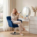 HOMCOM Retro Velvet Swivel Tub Chair with Steel Frame Dark Blue