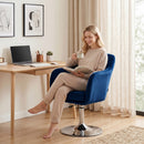 HOMCOM Retro Velvet Swivel Tub Chair with Steel Frame Dark Blue