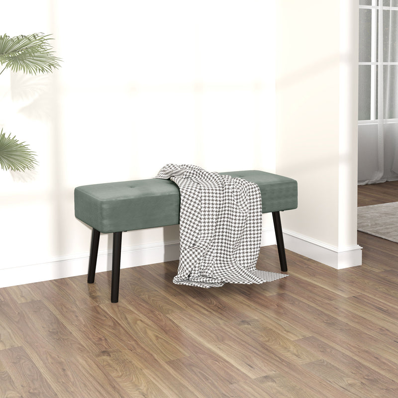 HOMCOM End of Bed Bench with Thick Padding and Steel Legs for Entryway