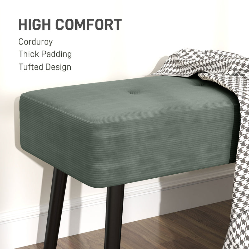 HOMCOM End of Bed Bench with Thick Padding and Steel Legs for Entryway